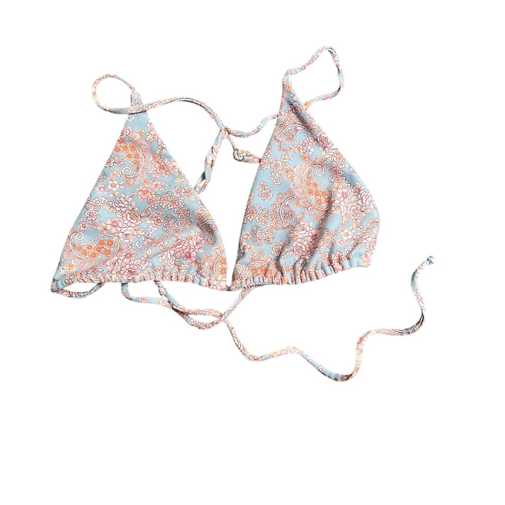 Floral Triangle Bikini Top. Paisley, Size Medium. Ella in Mustique